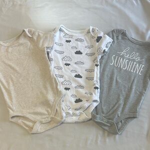 Cloud Island Gray and White Baby Bodysuits Set